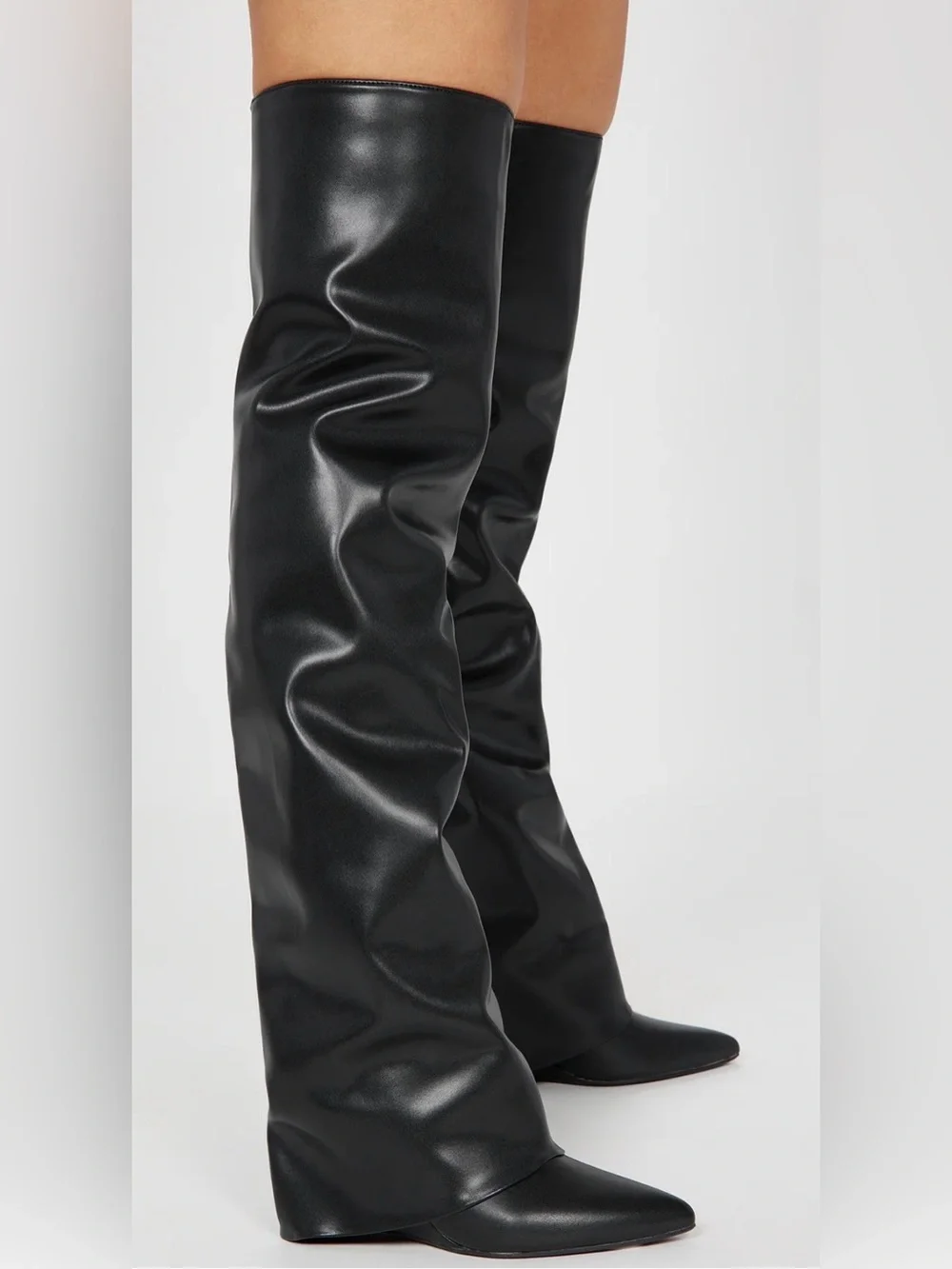 Fashion Nova Black Over-the-Knee, Extra Tall Pointed Toe Boots Size 11